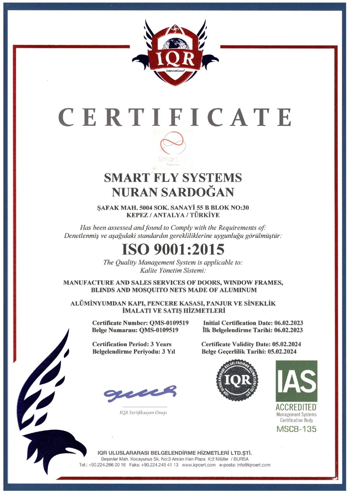 ISO 9001:2015 Kalite Belgesi